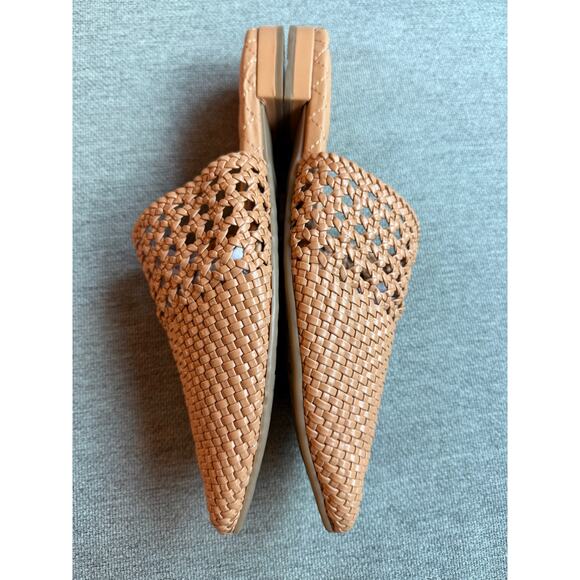 Birdies Dove Woven Toffee Brown Vegan Faux Leather Pointed Toe Slide Mules 10.5 - Picture 7 of 10